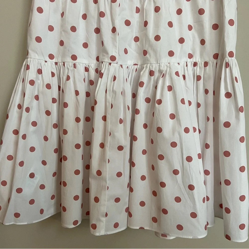 Polly & Esther White Wrap Midi Dress with Pink Polka Dots